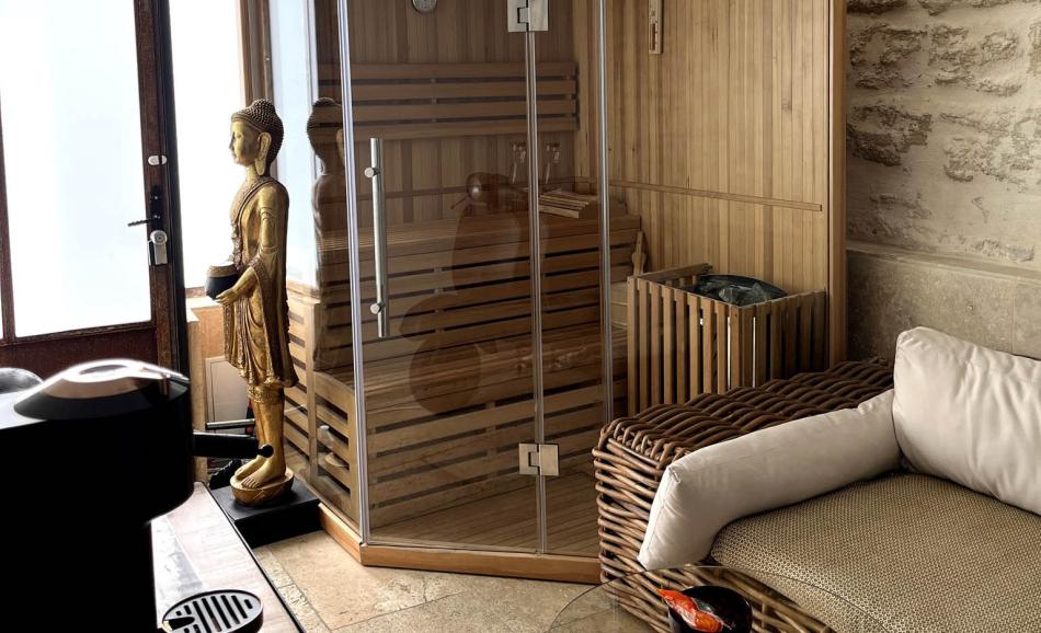 L'excellence love room avignon sauna canapé en rotin