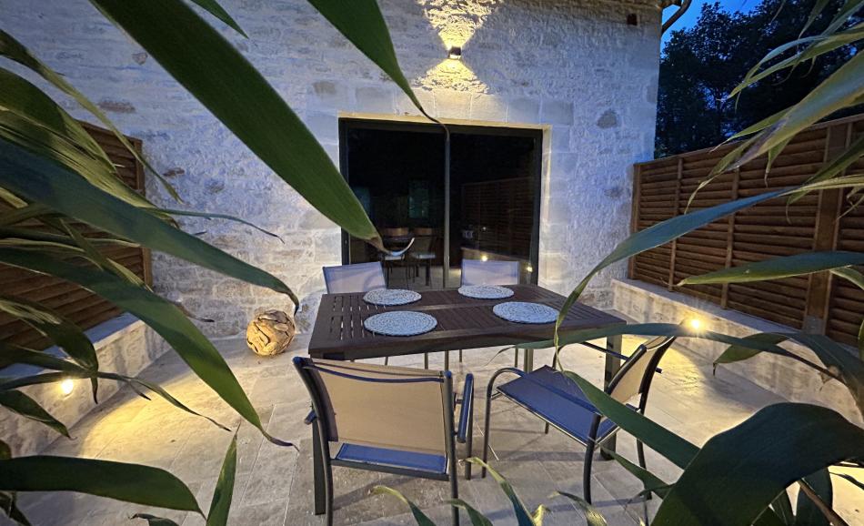 terrasse privée gîte Noyers de Gaudelle